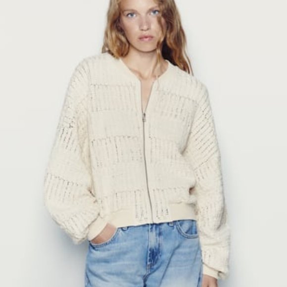 NWT ZARA RUSTIC BOMBER S, L 5584 - Picture 1 of 8